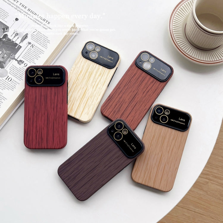 For iPhone 13 Wood Grain TPU Phone Case with Lens Film(Grey) - iPhone 13 Cases by buy2fix | Online Shopping UK | buy2fix