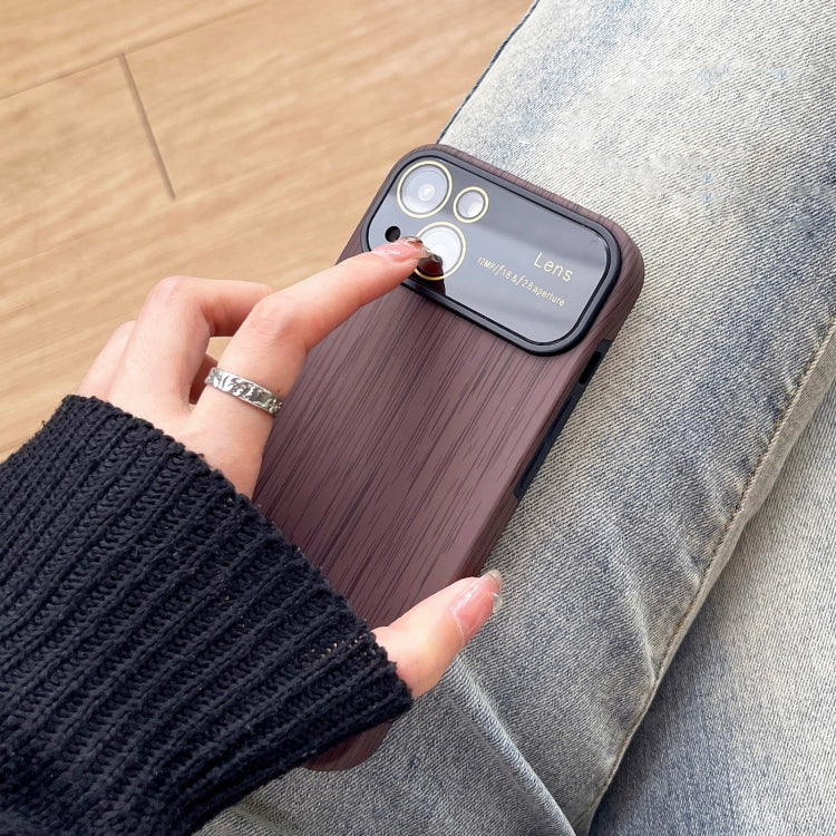 For iPhone 11 Pro Wood Grain TPU Phone Case with Lens Film(Khaki) - iPhone 11 Pro Cases by buy2fix | Online Shopping UK | buy2fix