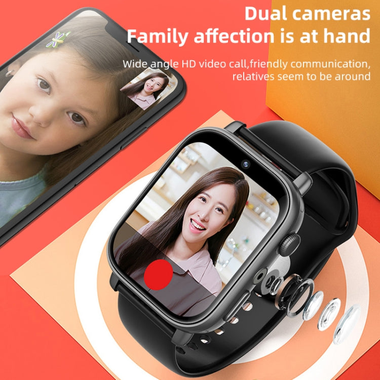 UNIWA X1S 1.9 inch IP67 Waterproof 4G Android 8.1 Dual Cameras Smart Watch Support Temperature Measurement, Specification:2G+16G(Black) - Android Watch by UNIWA | Online Shopping UK | buy2fix