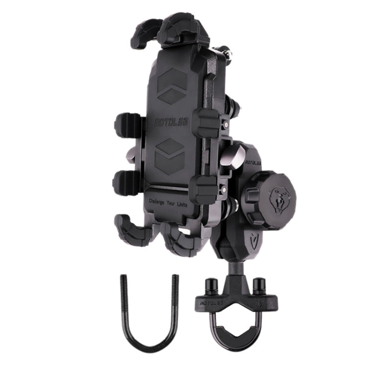 MOTOSLG Crab Motorcycle Phone Clamp Bracket U-Type Headbar Mount with Anti-theft Lock(Black) - Holder by MOTOLSG | Online Shopping UK | buy2fix