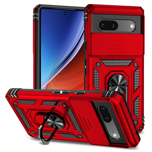For Google Pixel 7a Sliding Camshield Holder Phone Case(Red) - Google Cases by buy2fix | Online Shopping UK | buy2fix