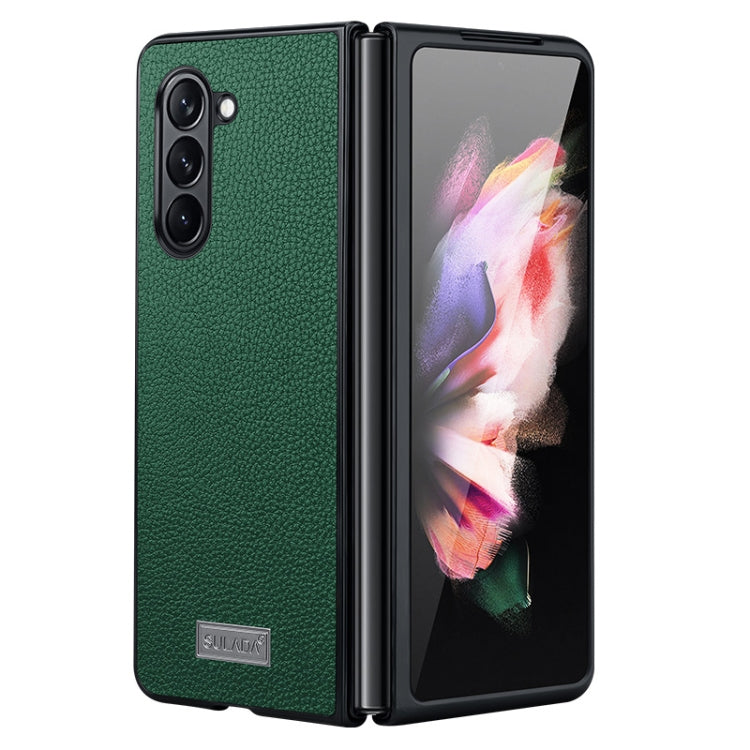 For Samsung Galaxy Z Fold5 SULADA Shockproof TPU + Litchi Texture Leather Phone Case(Green) - Galaxy Z Fold5 Cases by SULADA | Online Shopping UK | buy2fix