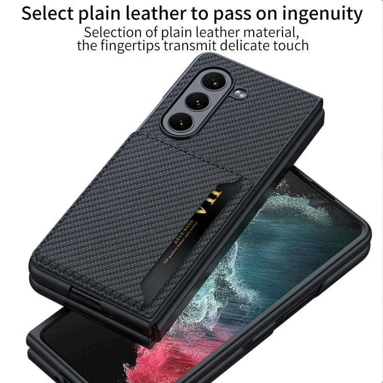 For Samsung Galaxy Z Fold5 GKK Ultra-thin Leather Phone Case with Card Slots(Carbon Fiber Texture) - Galaxy Z Fold5 Cases by GKK | Online Shopping UK | buy2fix