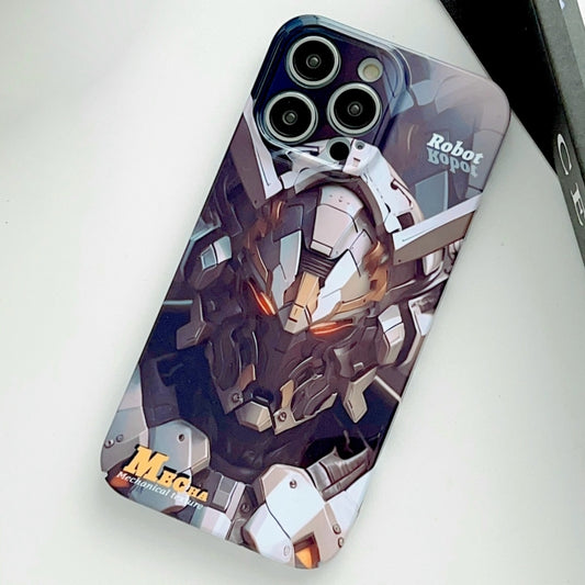 For iPhone 15 Pro Painted Pattern Precise Hole PC Phone Case(Grey Robot) - iPhone 15 Pro Cases by buy2fix | Online Shopping UK | buy2fix