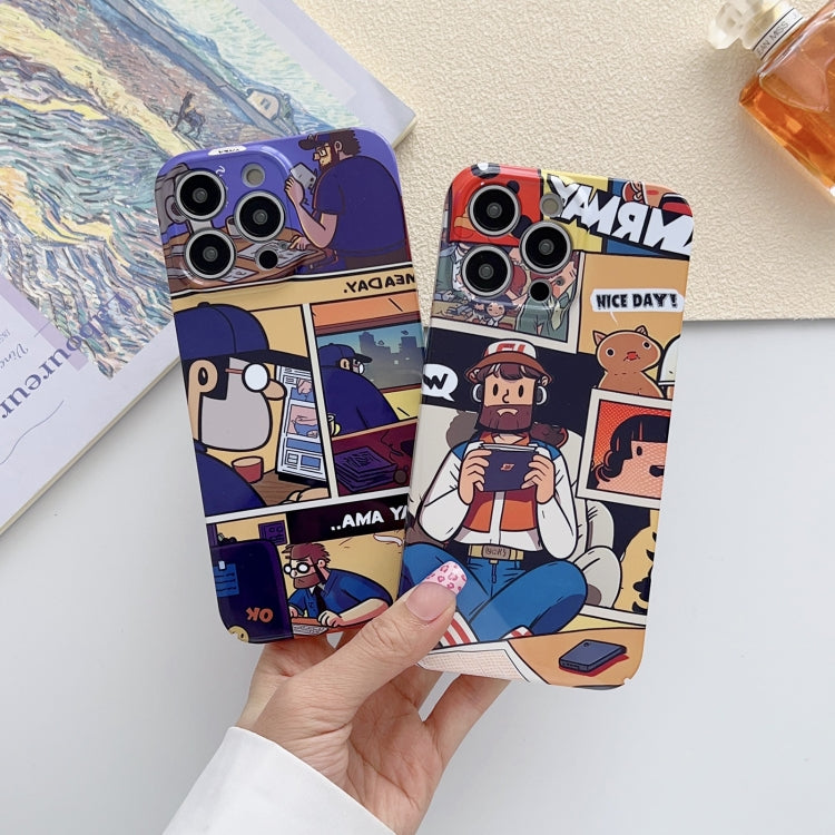 For iPhone 12 Painted Pattern Precise Hole PC Phone Case(Orange Robot) - iPhone 12 / 12 Pro Cases by buy2fix | Online Shopping UK | buy2fix