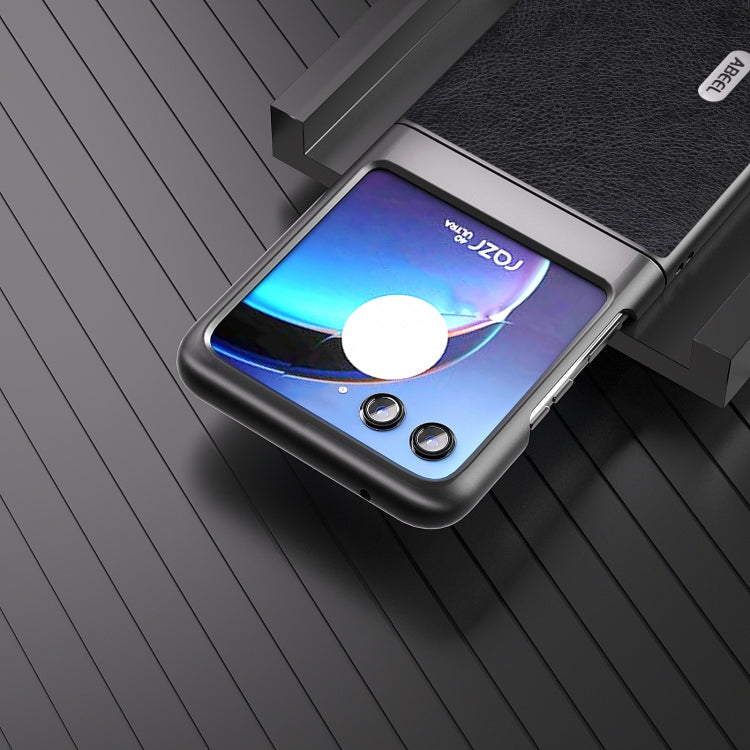 For Motorola Razr 40 Ultra ABEEL Dual Color Lichi Texture PU Phone Case(Black) - Motorola Cases by buy2fix | Online Shopping UK | buy2fix