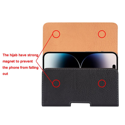 For 6.7-6.9 inch Phone Litchi Texture Iron Clip Back Buckle Waist-mounted Phone Case Horizontal Plate(Black) - More Brand by buy2fix | Online Shopping UK | buy2fix