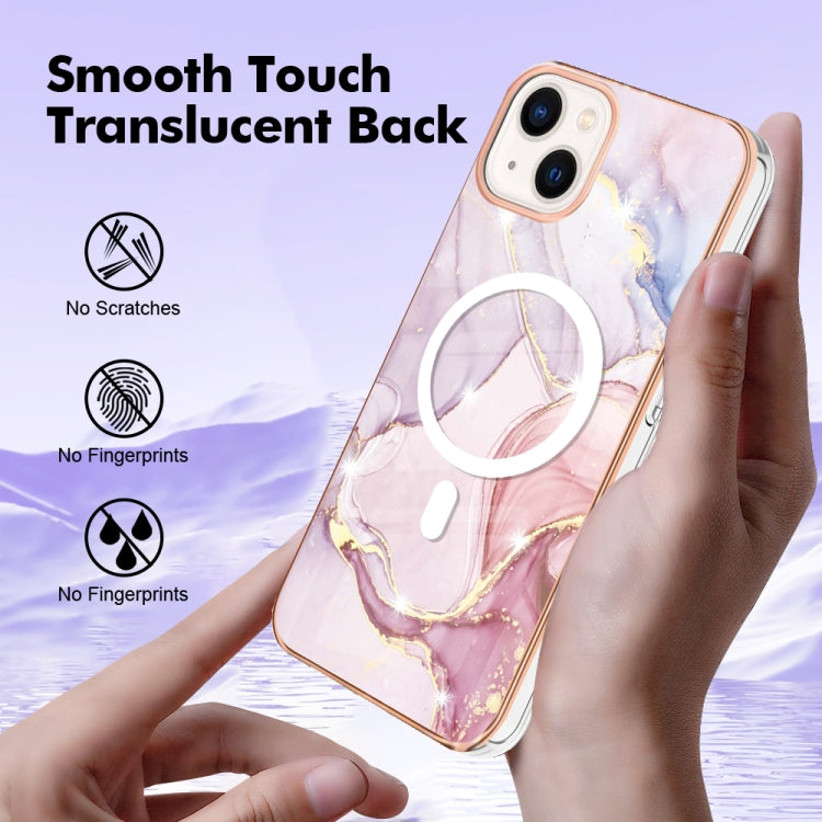 For iPhone 15 Plus Marble Pattern Dual-side IMD Magsafe TPU Phone Case(Rose Gold 005) - iPhone 15 Plus Cases by buy2fix | Online Shopping UK | buy2fix