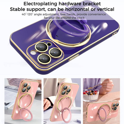 For iPhone XR Multifunction Electroplating MagSafe Holder Phone Case(Dark Purple) - More iPhone Cases by buy2fix | Online Shopping UK | buy2fix