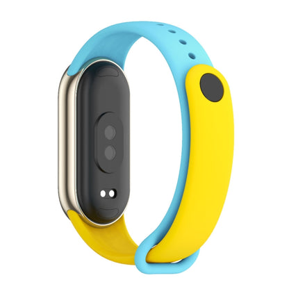 For Xiaomi Mi Band 8 Mijobs Dual Color Silicone Watch Band(Yellow+Blue) - Watch Bands by MIJOBS | Online Shopping UK | buy2fix