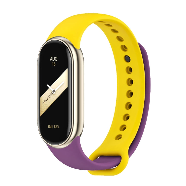 For Xiaomi Mi Band 8 Mijobs Dual Color Silicone Watch Band(Purple+Yellow) - Watch Bands by MIJOBS | Online Shopping UK | buy2fix