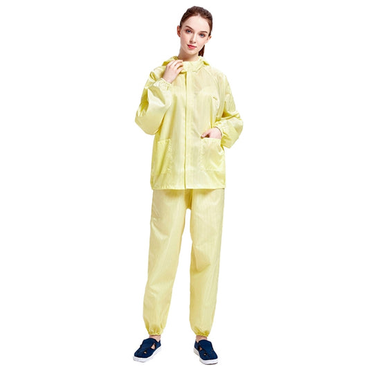 Striped Anti-static Split Hood Dust-proof Work Suit, Size:XXL(Yellow) - Protective Clothing by buy2fix | Online Shopping UK | buy2fix