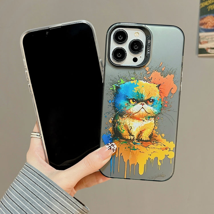 For iPhone 15 Pro Max Cute Animal Pattern Series PC + TPU Phone Case(Fat Cat) - iPhone 15 Pro Max Cases by buy2fix | Online Shopping UK | buy2fix