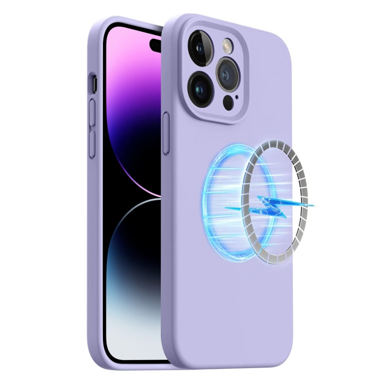 For iPhone 14 Pro LK MagSafe Magnetic Silicone Phone Case(Purple) - iPhone 14 Pro Cases by buy2fix | Online Shopping UK | buy2fix