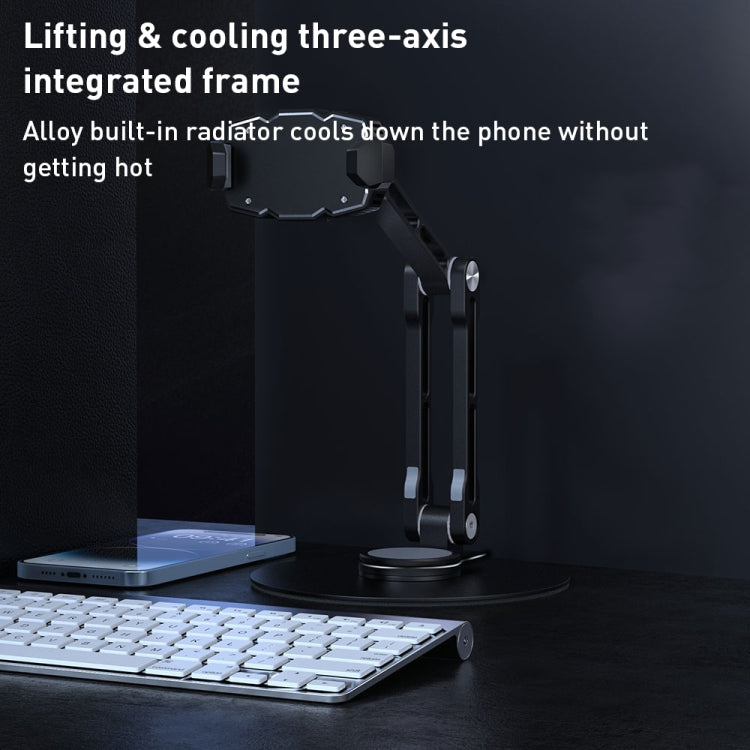 R-JUST HZ43 Cooling Rotating Live Phone Holder(Silver) - Desktop Holder by R-JUST | Online Shopping UK | buy2fix