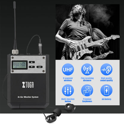 XTUGA  IEM1100 Professional Wireless In Ear Monitor System 2 BodyPacks(EU Plug) - Microphone by XTUGA | Online Shopping UK | buy2fix