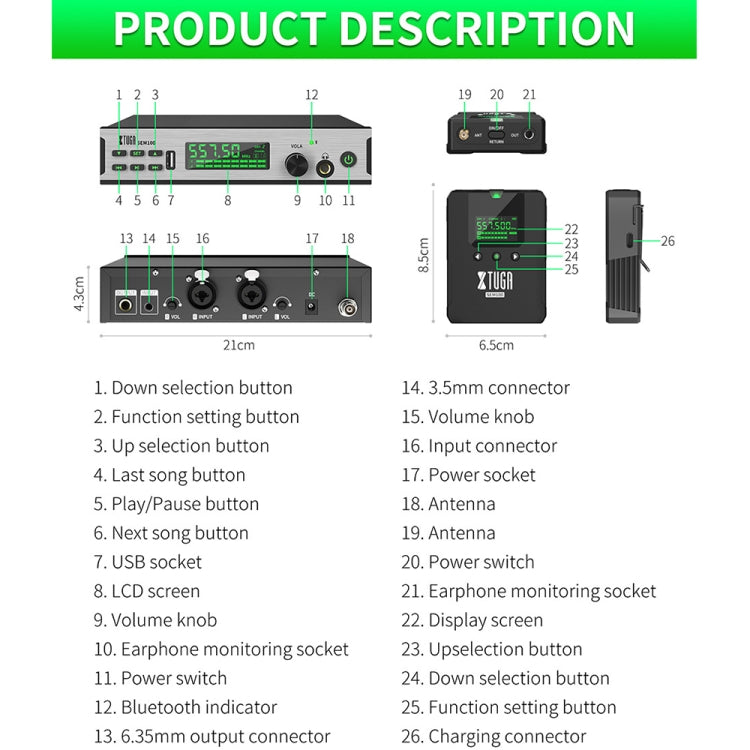 XTUGA SEM100 Professional Wireless In Ear Monitor System 1 BodyPacks(AU Plug) - Microphone by XTUGA | Online Shopping UK | buy2fix