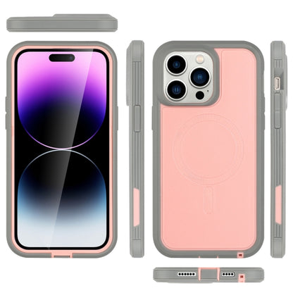 For iPhone 13 Pro Max Defender Series XT MagSafe Magnetic PC + TPU Shockproof Phone Case(Pink+Grey) - iPhone 13 Pro Max Cases by buy2fix | Online Shopping UK | buy2fix