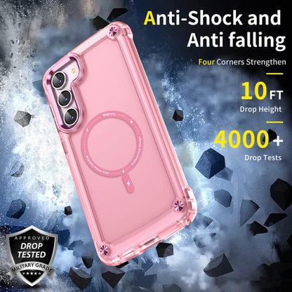 For Samsung Galaxy S22+ 5G Skin Feel TPU + PC MagSafe Magnetic Phone Case(Transparent Pink) - Galaxy S22+ 5G Cases by buy2fix | Online Shopping UK | buy2fix