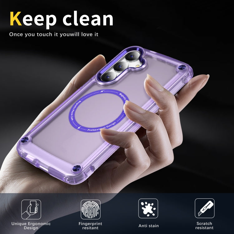 For Samsung Galaxy S24 5G Skin Feel TPU + PC MagSafe Magnetic Phone Case(Transparent Purple) - Galaxy S24 5G Cases by buy2fix | Online Shopping UK | buy2fix