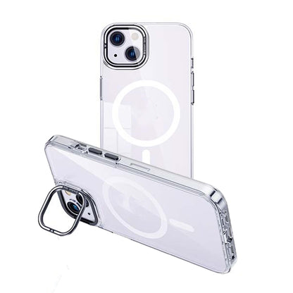 For iPhone 15 Plus MagSafe Magnetic Invisible Holder Transparent Phone Case(Silver) - iPhone 15 Plus Cases by buy2fix | Online Shopping UK | buy2fix