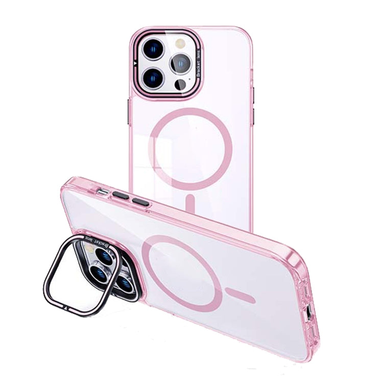 For iPhone 13 Pro Max MagSafe Magnetic Invisible Holder Transparent Phone Case(Pink) - iPhone 13 Pro Max Cases by buy2fix | Online Shopping UK | buy2fix