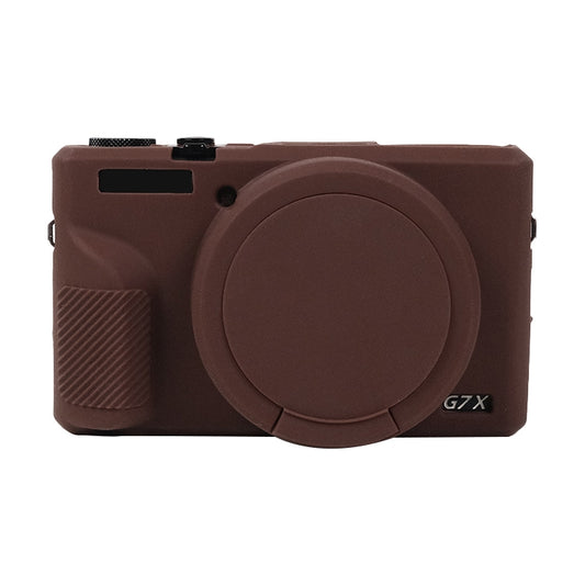 For Canon PowerShot G7 X Mark III / G7X3 Soft Silicone Protective Case with Lens Cover(Coffee) - Protective Case by buy2fix | Online Shopping UK | buy2fix