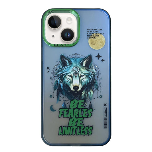 For iPhone 14 Aurora Series Painted Pattern Phone Case(Wolf) - iPhone 14 Cases by buy2fix | Online Shopping UK | buy2fix