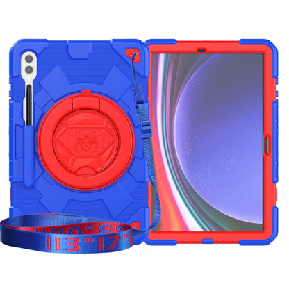 For Samsung Galaxy Tab S9+ Spider Rotation Handle Silicone Hybrid PC Tablet Case(Red Blue) - Galaxy Tab S9+ Cases by buy2fix | Online Shopping UK | buy2fix