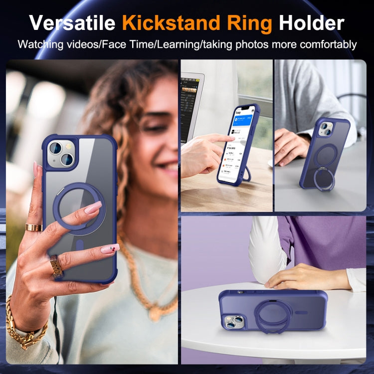 For iPhone 14 Plus MagSafe Magnetic Rotating Holder Phone Case(Klein Blue) - iPhone 14 Plus Cases by buy2fix | Online Shopping UK | buy2fix