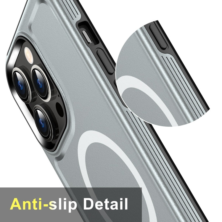 For iPhone 15 Shield Armor MagSafe TPU Hybrid PC Phone Case(Silver) - iPhone 15 Cases by buy2fix | Online Shopping UK | buy2fix