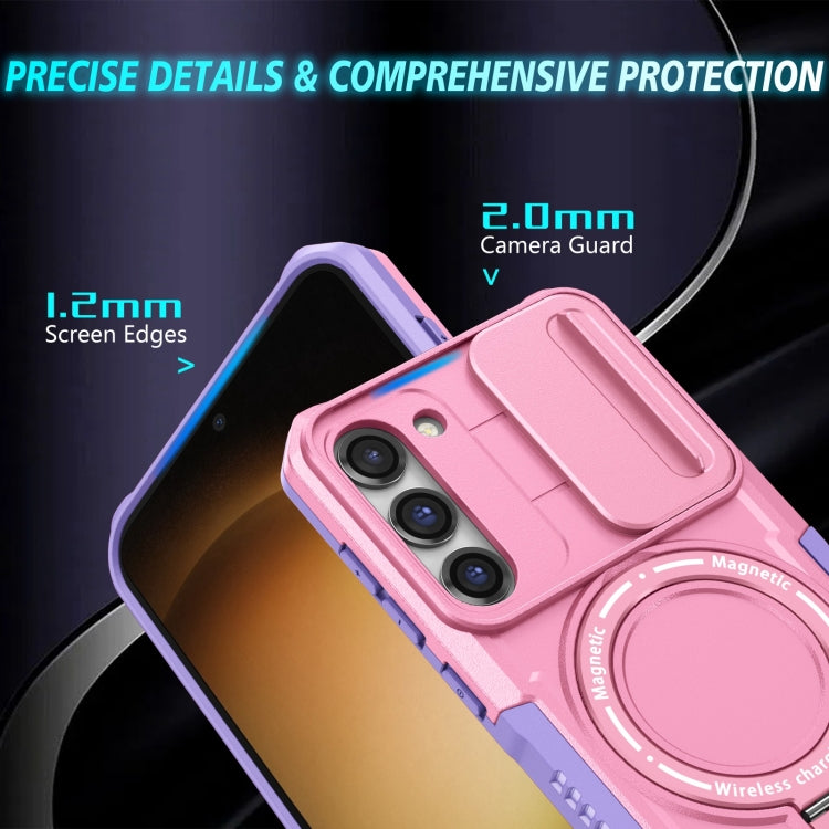 For Samsung Galaxy S23+ 5G Sliding Camshield Magsafe Holder TPU Hybrid PC Phone Case(Purple Pink) - Galaxy S23+ 5G Cases by buy2fix | Online Shopping UK | buy2fix