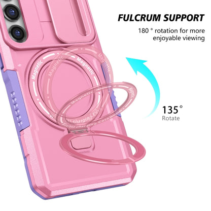 For Samsung Galaxy S23+ 5G Sliding Camshield Magsafe Holder TPU Hybrid PC Phone Case(Purple Pink) - Galaxy S23+ 5G Cases by buy2fix | Online Shopping UK | buy2fix
