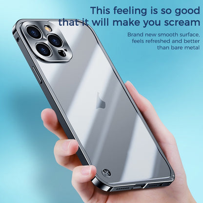 For iPhone 15 Pro Max Metal Frame Frosted PC Shockproof Phone Case(Silver) - iPhone 15 Pro Max Cases by buy2fix | Online Shopping UK | buy2fix