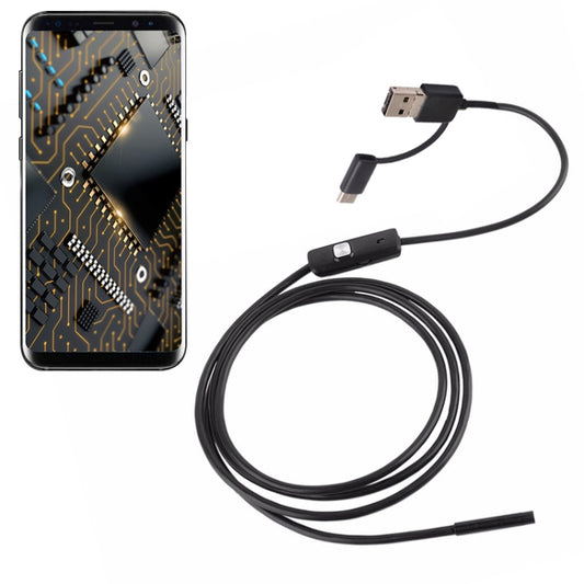 AN100 3 in 1 IP67 Waterproof USB-C / Type-C + Micro USB + USB HD Endoscope Hard Tube Inspection Camera for Parts of OTG Function Android Mobile Phone, with 6 LEDs, Lens Diameter:5.5mm(Length: 1m) - Consumer Electronics by buy2fix | Online Shopping UK | buy2fix