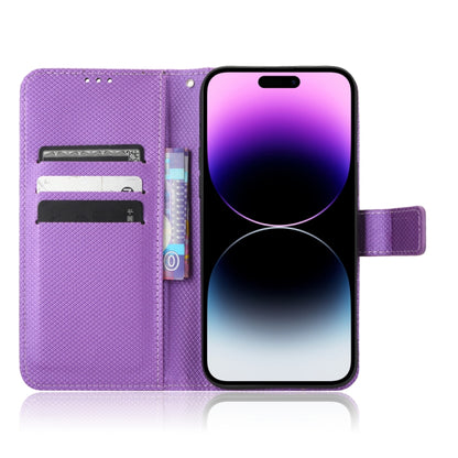 For iPhone 15 Pro Max Diamond Texture Leather Phone Case(Purple) - iPhone 15 Pro Max Cases by buy2fix | Online Shopping UK | buy2fix