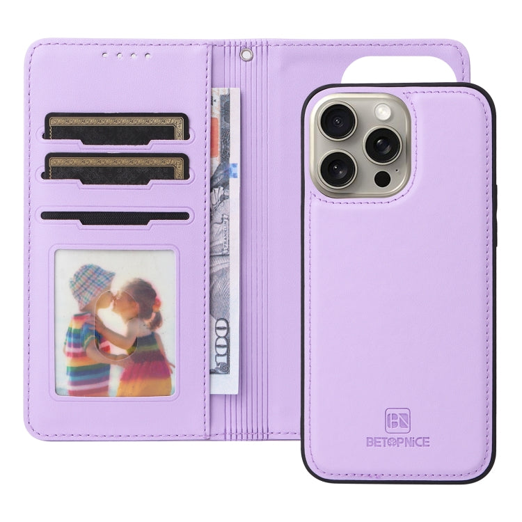 For iPhone 15 Pro Max BETOPNICE BN-005 2 in 1 Detachable Imitate Genuine Leather Phone Case(Light Purple) - iPhone 15 Pro Max Cases by BETOPNICE | Online Shopping UK | buy2fix
