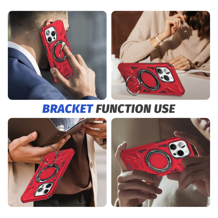 For iPhone 15 Plus MagSafe Magnetic Shockproof Phone Case with Ring Holder(Red) - iPhone 15 Plus Cases by buy2fix | Online Shopping UK | buy2fix
