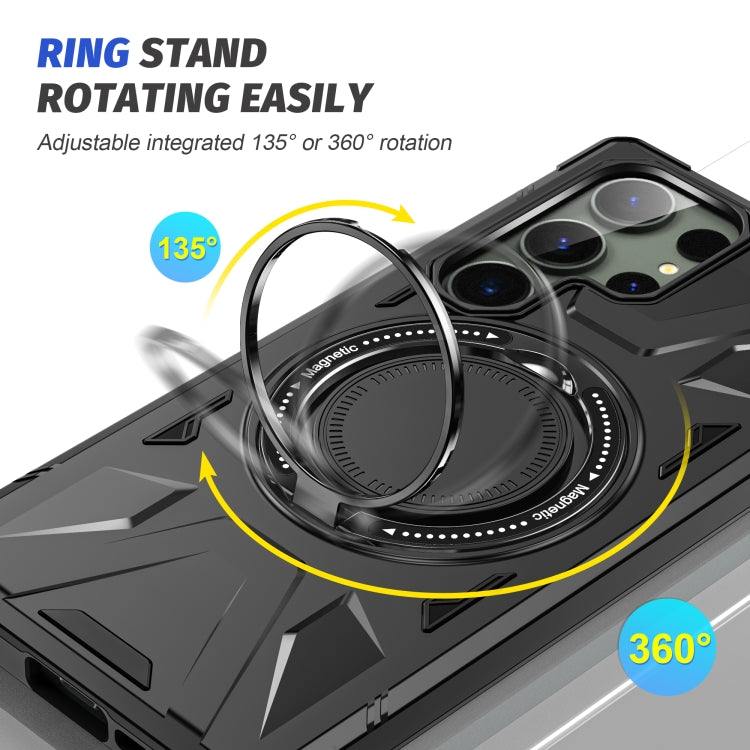 For Samsung Galaxy S24 Ultra 5G MagSafe Magnetic Shockproof Phone Case with Ring Holder(Black) - Galaxy S24 Ultra 5G Cases by buy2fix | Online Shopping UK | buy2fix