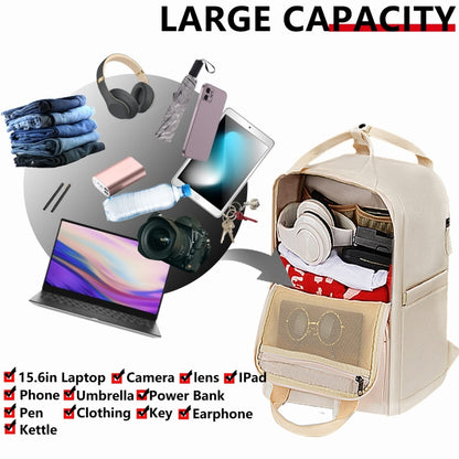 Cwatcun D78 Camera Laptop Backpack Bag With Detachable Insert Camera Case(Creamy White) - Backpack by Cwatcun | Online Shopping UK | buy2fix