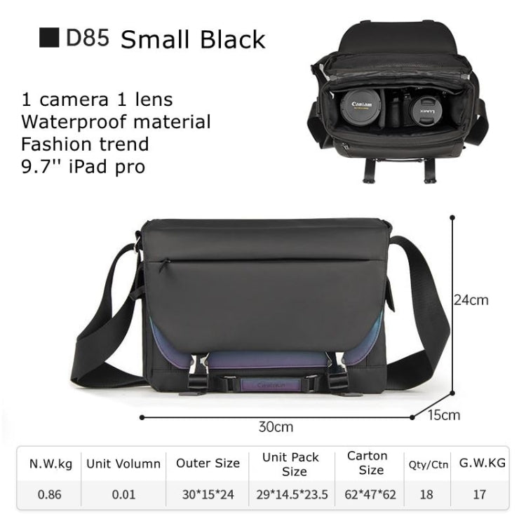 Cwatcun D85 Camera Bag Side Quick Access Camera Messenger Case Waterproof Bag, Size:30 x 15 x 24cm Small(Black) - Strap Satchel by Cwatcun | Online Shopping UK | buy2fix