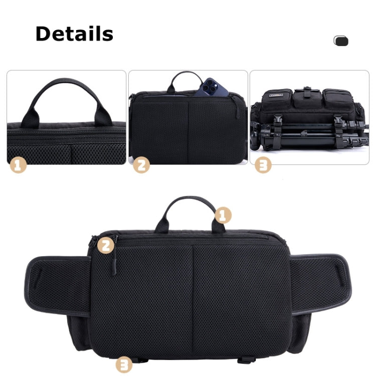 Cwatcun D96 Waist Camera Bag Sling Shoulder Camera Bag, Size:29.5 x 17.5 x 18cm(Black) - Strap Satchel by Cwatcun | Online Shopping UK | buy2fix