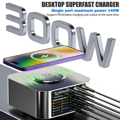 Mechanic X-Power Series Multiport Digital Display USB Charger Station with Wireless Charging, Total Power:200W(EU Plug) - Dock Charger by MECHANIC | Online Shopping UK | buy2fix