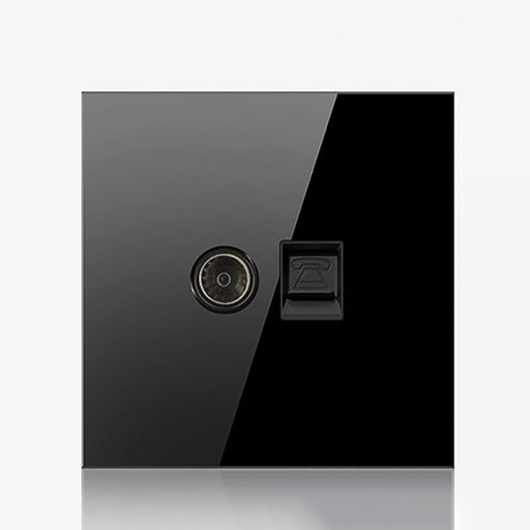 86mm Round LED Tempered Glass Switch Panel, Black Round Glass, Style:Telephone-Computer Socket - Consumer Electronics by buy2fix | Online Shopping UK | buy2fix