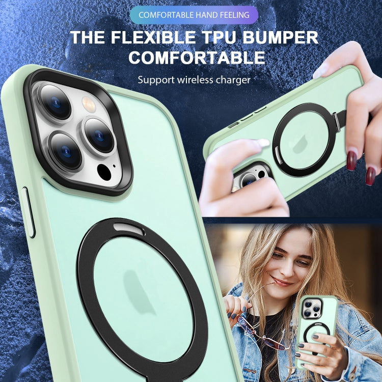 For iPhone 13 Pro Max MagSafe Holder Skin-feel PC Hybrid TPU Phone Case(Matcha Green) - iPhone 13 Pro Max Cases by buy2fix | Online Shopping UK | buy2fix