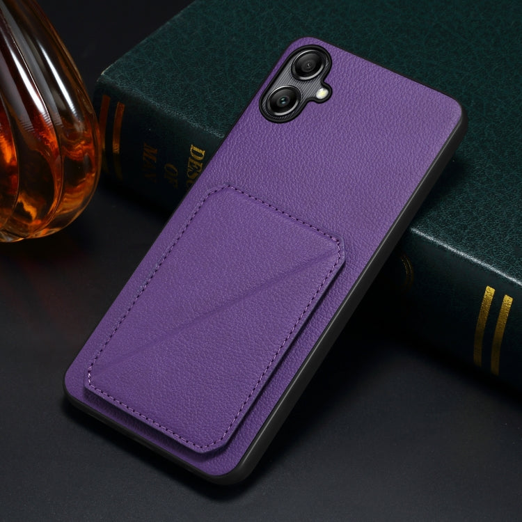 For Samsung Galaxy S23 FE 5G Denior Imitation Calf Leather Back Phone Case with Holder(Purple) - Galaxy S23 FE 5G Cases by Denior | Online Shopping UK | buy2fix