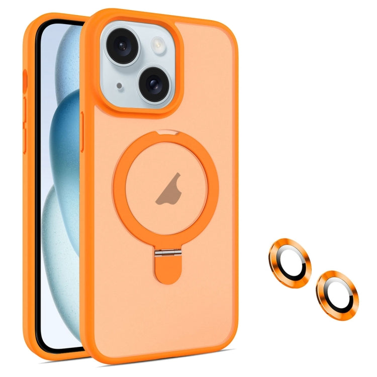 For iPhone 15 Plus MagSafe Magnetic Holder Phone Case(Orange) - iPhone 15 Plus Cases by buy2fix | Online Shopping UK | buy2fix