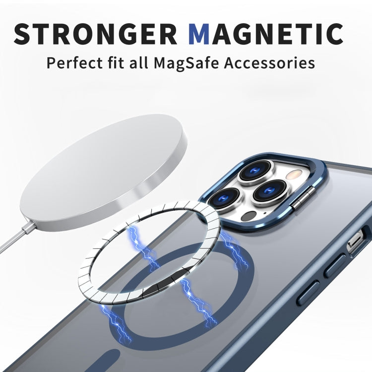 For iPhone 14 Pro Metal Invisible Camera Holder MagSafe Magnetic Phone Case(Blue) - iPhone 14 Pro Cases by buy2fix | Online Shopping UK | buy2fix