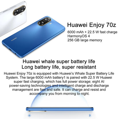 HUAWEI Enjoy 70z, 8GB+256GB, Side Fingerprint Identification, 6.75 inch HarmonyOS 4.0 Octa Core 2.4GHz, Network: 4G, Not Support Google Play(Blue) - Huawei Mate & P by Huawei | Online Shopping UK | buy2fix