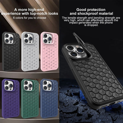 For iPhone 14 Plus Honeycomb Radiating Lens Holder Magsafe Phone Case(Purple) - iPhone 14 Plus Cases by buy2fix | Online Shopping UK | buy2fix